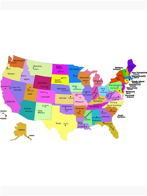 "United States Map With Capitals (Fixed)" Poster for Sale by ShinNuno ...