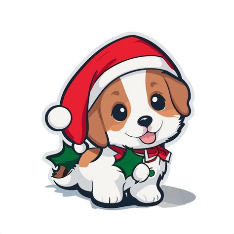 Premium Vector | Cartoon dog wearing a Santa hat