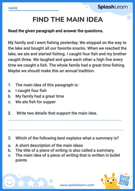 Main Idea. 6th Grade ELA Worksheets and Answer Key. - Worksheets Library