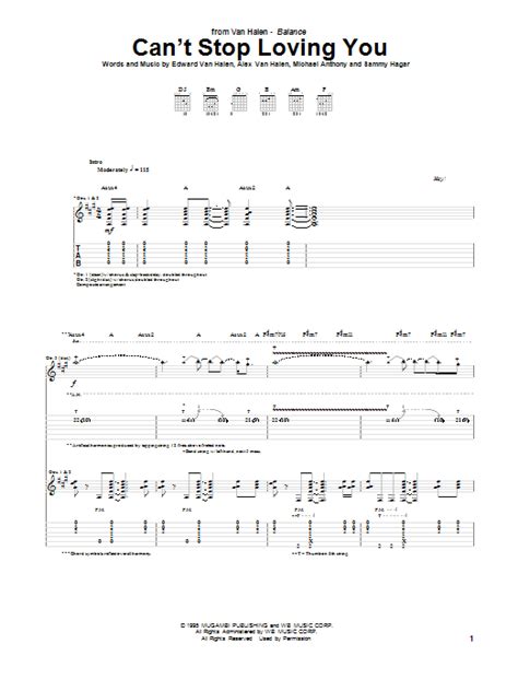 Can't Stop Loving You by Van Halen - Guitar Tab - Guitar Instructor