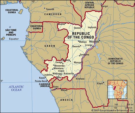 Map Of The Republic Of Congo - Cities And Towns Map