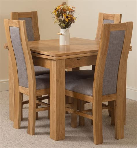 Richmond 90cm - 150cm Square Oak Extending Dining Table and 4 Chairs ...