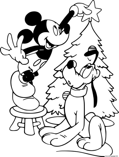 Mickey Pluto Christmas Tree Coloring page Printable