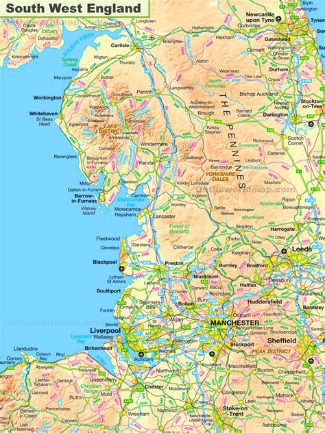 Map of North West England - Ontheworldmap.com