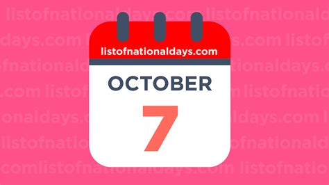 OCTOBER 7TH - List Of National Days