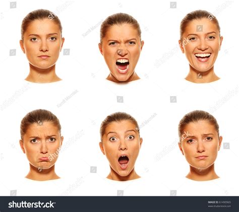 Set Six Faces Showing Different Emotions Stock Photo 61490965 ...