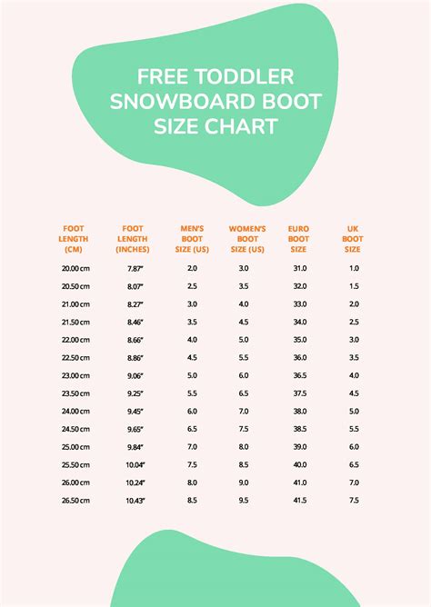 Kids Snowboard Size Chart in PDF - Download | Template.net