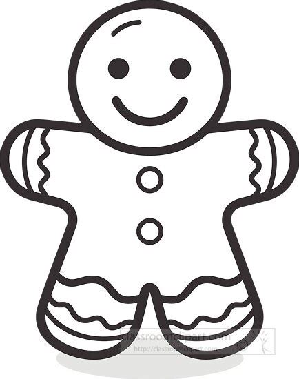 Holiday Outline Clipart-gingerbread man black outline