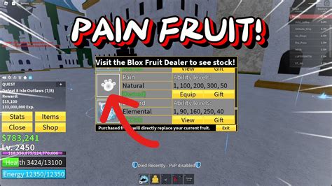 BLOX FRUITS UPDATE 20 PAIN FRUIT SHOWCASE - YouTube