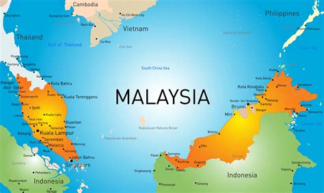 Cities map of Malaysia - OrangeSmile.com