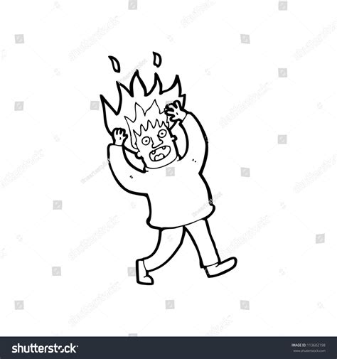 Cartoon Man With Hair On Fire Stock Photo 113602198 : Shutterstock