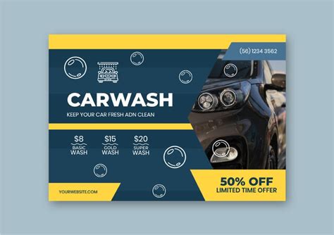 Design this Professional Car Wash Prices Flyer layout for free