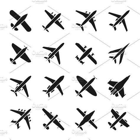 Fly and jet symbols | Plane tattoo, Airplane tattoos, Icon set vector