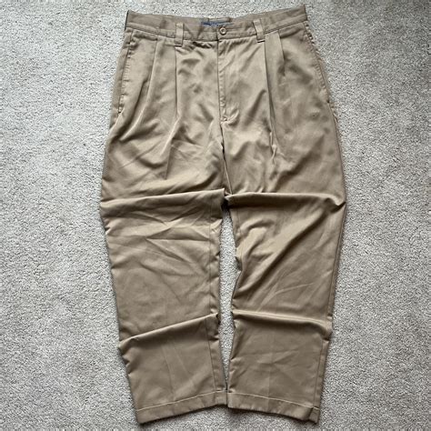 dockers khaki pants cuffed size: no tag... - Depop