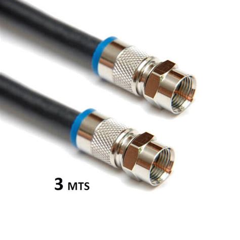 Cable coaxil TV armado grueso RG6 fichas compresión 3mts