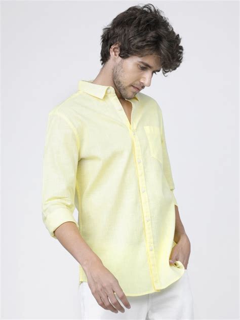 Buy Ketch Light Yellow Slim Fit Solid Casual Shirt for Men Online at Rs ...