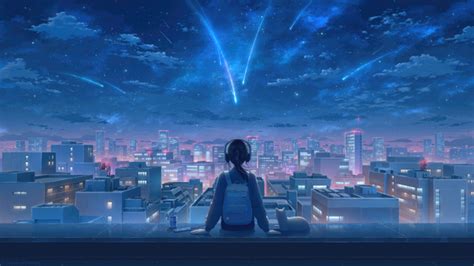 Stargazing Midnight Lofi Girl Headphones Illustration, HD Anime, 4k ...