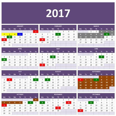 Free 2017 Year And Monthly Calendar Template