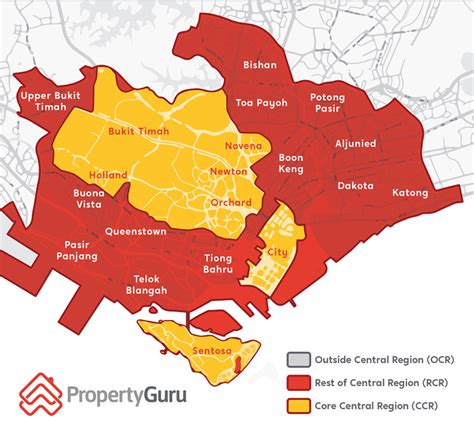 Singapore District Map: Defining the CCR, RCR and OCR by the 28 Districts