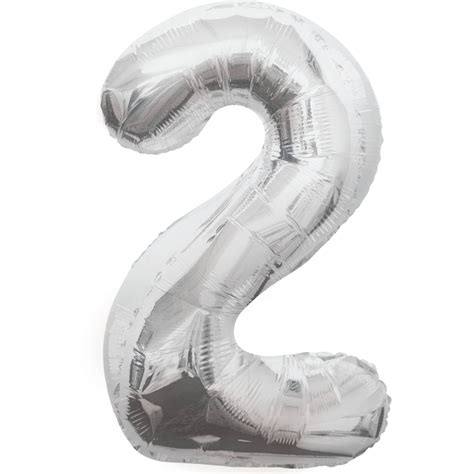 Foil Big Number Balloon, 2, 34 in, Silver, 1ct - Walmart.com