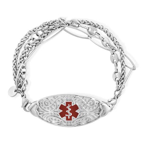 Custom Medical Alert ID Bracelet with Engraving, Stainless Steel ...