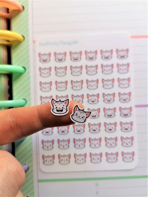 Cat Emoji Sticker Sheet Kawaii Cat Emoji Mood Stickers | Etsy