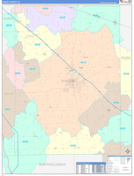 Shelby County, IN Wall Map Color Cast Style by MarketMAPS - MapSales