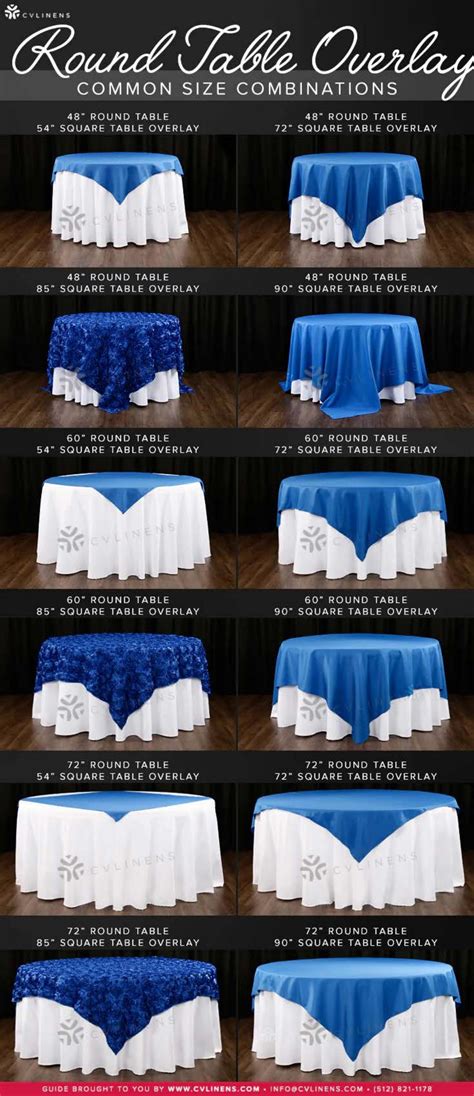 CV Linens Round Table Overlay Common Size Combinations by Kristy Johns ...