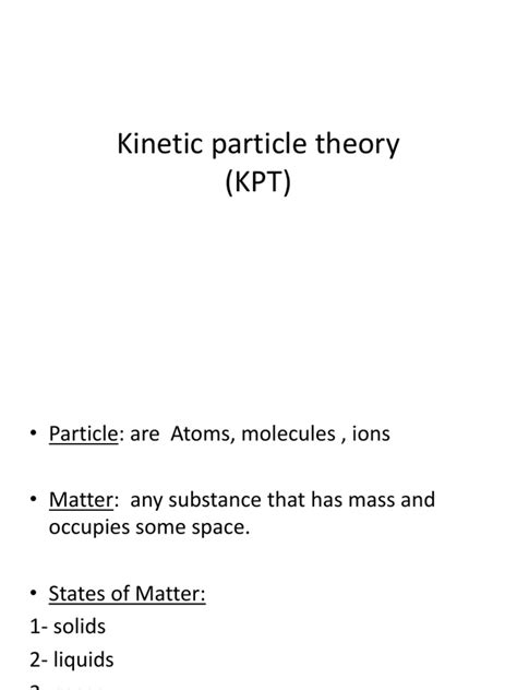 Kinetic Particle Theory | PDF | Gases | Liquids