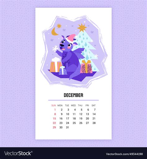 Dragon calendar 2023 december wrapping Royalty Free Vector