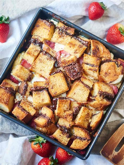 Strawberry Nutella Cream Cheese French Toast Casserole - Show Me the Yummy