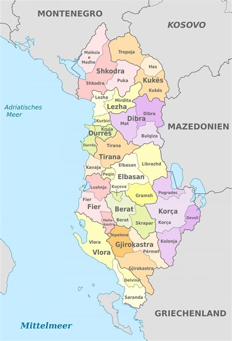 Albania political map - Map of Albania political (Southern Europe - Europe)