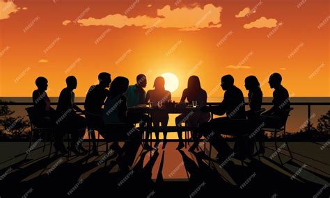 Premium AI Image | Group of people silhouette in the sunset