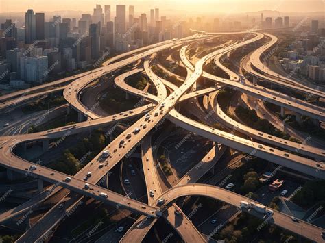 Premium AI Image | an aerial view of a highway intersection with ...