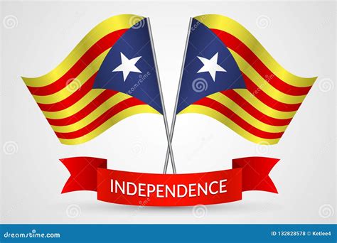 Flag of Catalonia with a Red Ribbon Referendum on the Independence of ...