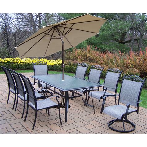 Oakland Living Cascade Aluminum 14 Piece Rectangular Patio Dining Set ...