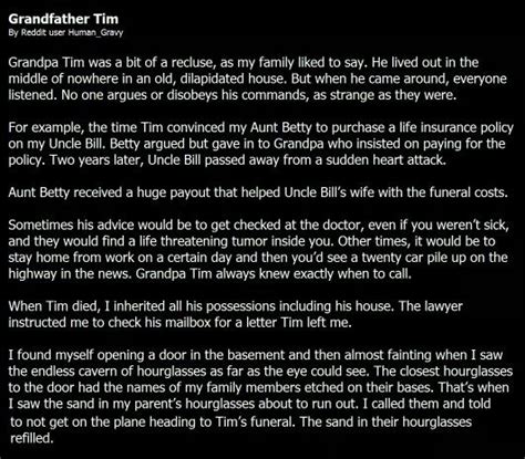 Grandfather Tim | Scary creepy stories, Short creepy stories, Writing ...