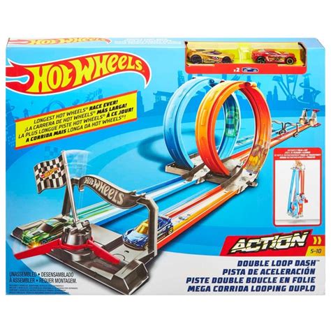 Hot Wheels Double Loop Dash Track Set & 2 Diecast Toy Cars | Smyths ...