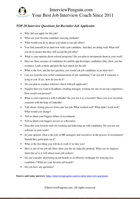 TOP 20 Recruiter Interview Questions & Answers [2021 edition]