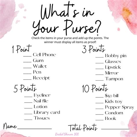 What's In Your Purse Game Printable Free - Printable Word Searches