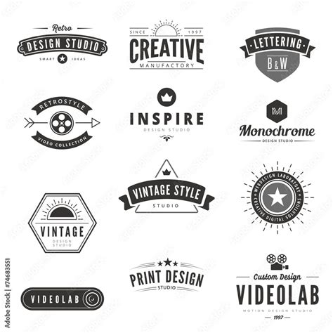 Vintage Retro Logos Labels vector. Typography Logo Stock Vector | Adobe ...