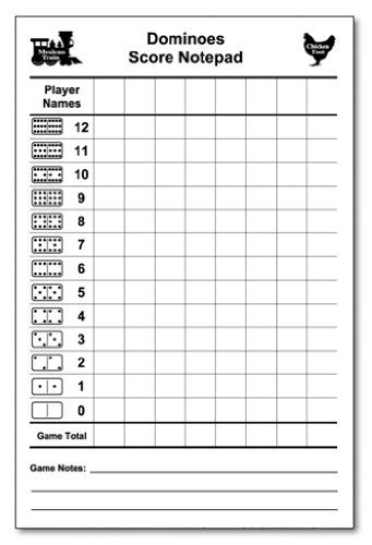 chicken foot dominoes score sheet