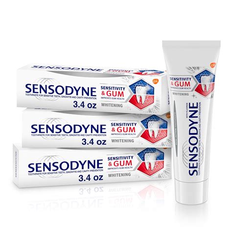 Sensodyne Sensitivity & Gum Whitening Toothpaste, 3.4 Ounces (Pack of 3 ...