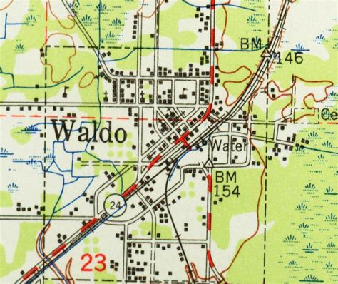 Map of Waldo, 1949, Florida