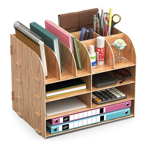 Buy Lesfit Wooden Desk Tidy Organiser, Office Stationary Storage (34 ...