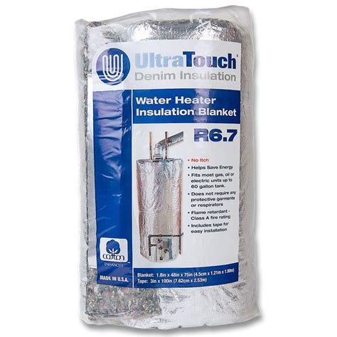 UltraTouch 48 in. x 75 in. Denim Insulation Hot Water Heater Blanket ...