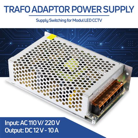 SUSWE Trafo Adaptor Power Supply Switching 12V 10A for Modul LED CCTV ...