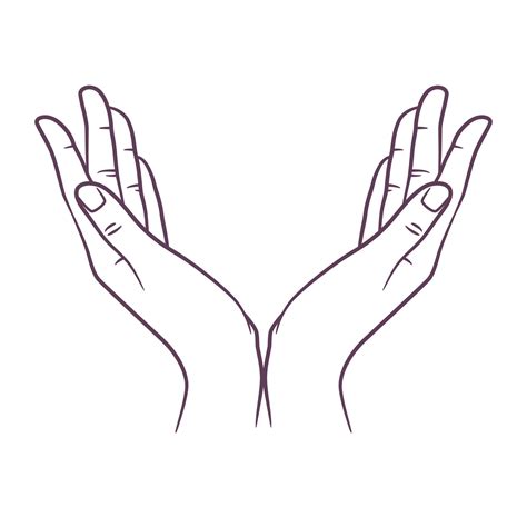 Line art drawing of praying hand. Praying hands 6051345 Vector Art at ...