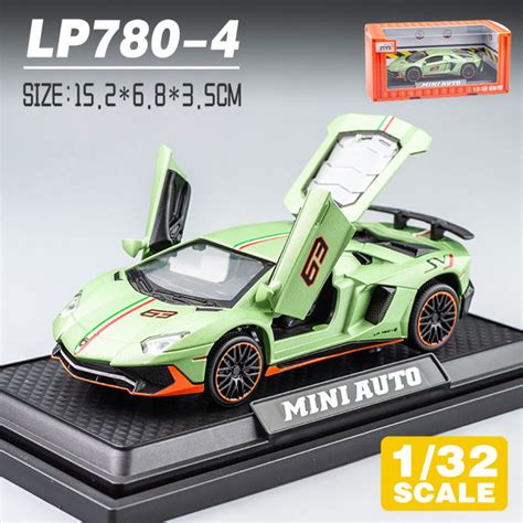 LEO 1:32 Lamborghini LP780-4 Supercar Metal Diecast Alloy Toy Car Model ...