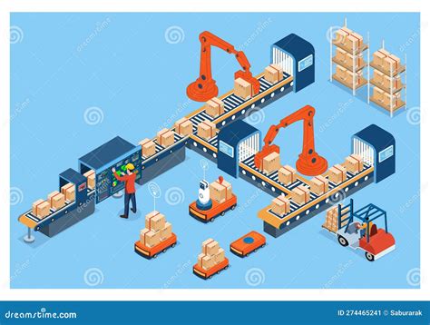 3D Isometric Automated Warehouse Robots And Smart Warehouse Technology ...